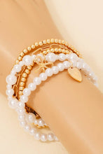 Load image into Gallery viewer, Heart Charm Pearl And Metallic Beads Bracelet Set