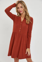 Load image into Gallery viewer, BRUSHED SOFT RIBBED BUTTON SHORT DRESS