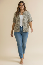 Load image into Gallery viewer, Curvy Leopard Print Button Down French Terry Cardig