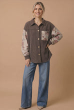 Load image into Gallery viewer, Curvy Floral Wave Rib Knit Color Block Shirt