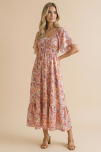 Load image into Gallery viewer, Plus Sweetheart Flutter Sleeve Floral Maxi Dress