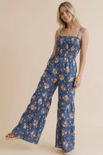 Load image into Gallery viewer, Strap Shoulder Smocking Floral Jumpsuit