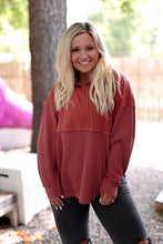 Load image into Gallery viewer, Quarter-Zip Pullover – Ready or Not Waffle - Rust