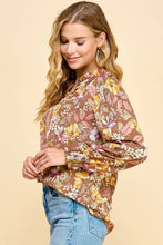 Load image into Gallery viewer, Floral Top V Neck with Smocked Sleeves