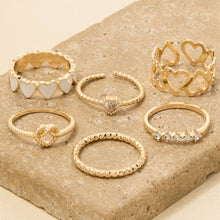Load image into Gallery viewer, Six Piece Heart Rings Set