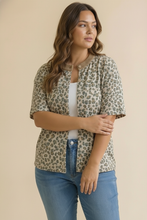 Load image into Gallery viewer, Curvy Leopard Print Button Down French Terry Cardig