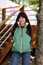 Load image into Gallery viewer, Puffer Vest – Reversible Quilted Puffer Vest- Olive/Cream