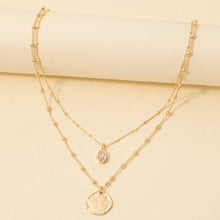 Load image into Gallery viewer, Coin And Oval Cz Charm Layered Chain Necklace