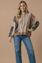 Load image into Gallery viewer, Floral Color Block Oversized Hoodie Top