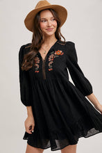 Load image into Gallery viewer, EMBROIDERED RUFFLED BABY DOLL DRESS