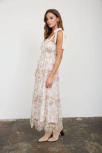 Load image into Gallery viewer, FLORAL CHIFFON TIE STRAP RUFFLED TIERED MIDI DRESS