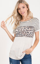 Load image into Gallery viewer, Short sleeve leopard top in oatmeal