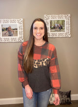 Load image into Gallery viewer, Buffalo Plaid and Leopard Top