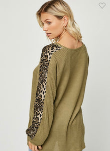Olive Leopard Knit Top