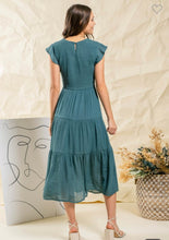 Load image into Gallery viewer, Tiered dress in teal