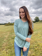 Load image into Gallery viewer, Teal Henley Top