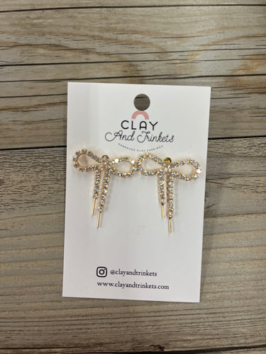 Gold bow sparkle earrings