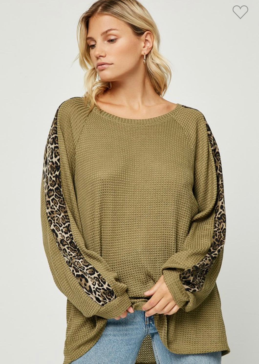 Olive Leopard Knit Top