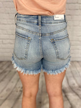 Load image into Gallery viewer, High Rise Distressed Light Denim Shorts