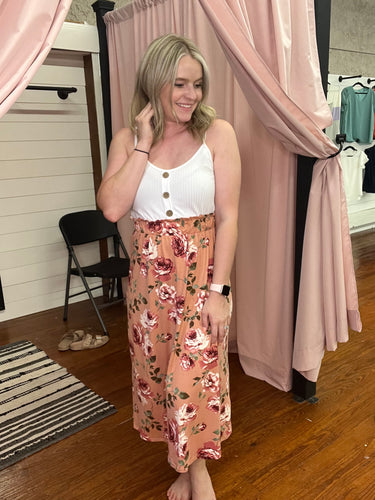 Midi floral and white dress