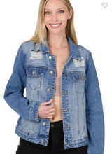Load image into Gallery viewer, Distressed denim jacket