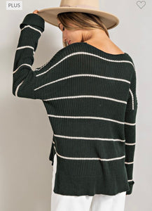 Hunter Green Striped Sweater