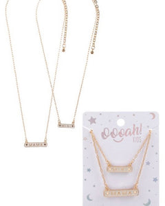 Mama and mini white bar necklace set