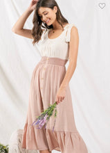 Load image into Gallery viewer, Ivory and taupe/blush midi dress
