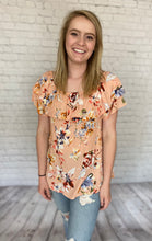 Load image into Gallery viewer, Peach Floral Off the Shoulder