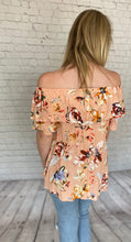 Load image into Gallery viewer, Peach Floral Off the Shoulder