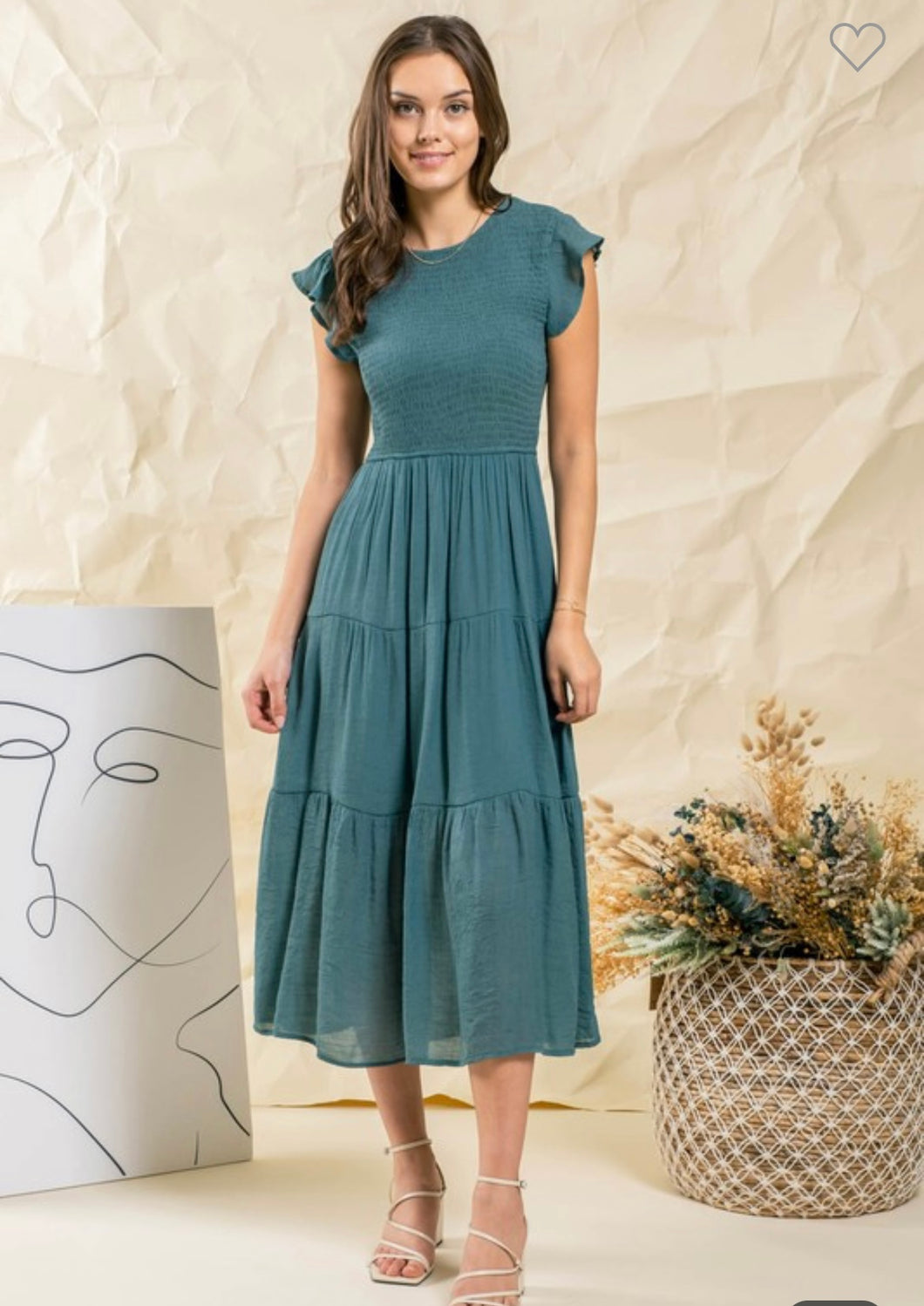 Tiered dress in teal