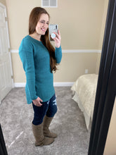 Load image into Gallery viewer, Teal Open-Weave Sweater