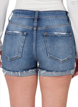 Load image into Gallery viewer, Distressed Cuffed Shorts- Dark Wash