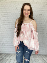 Load image into Gallery viewer, Pink &amp; White Striped Top