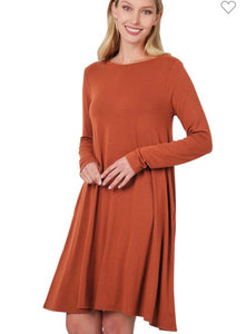Rust long sleeve dress