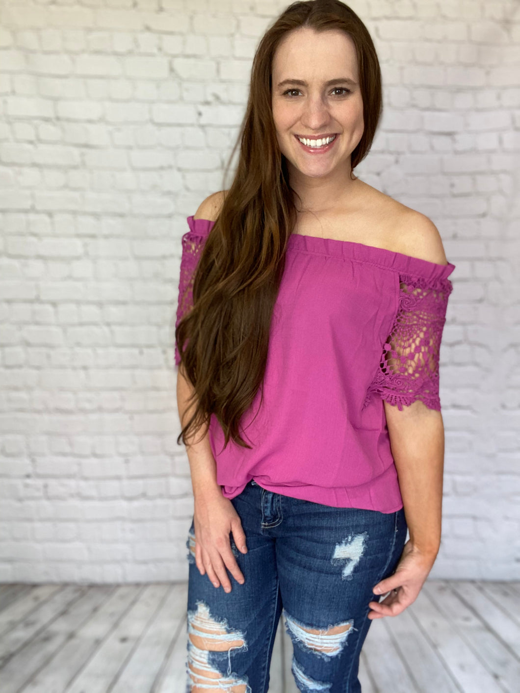 Off the Shoulder Top in Berry
