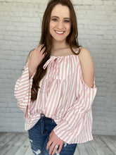 Load image into Gallery viewer, Pink &amp; White Striped Top