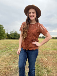 Rust lace top