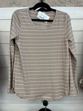 Load image into Gallery viewer, Mocha long sleeve striped top