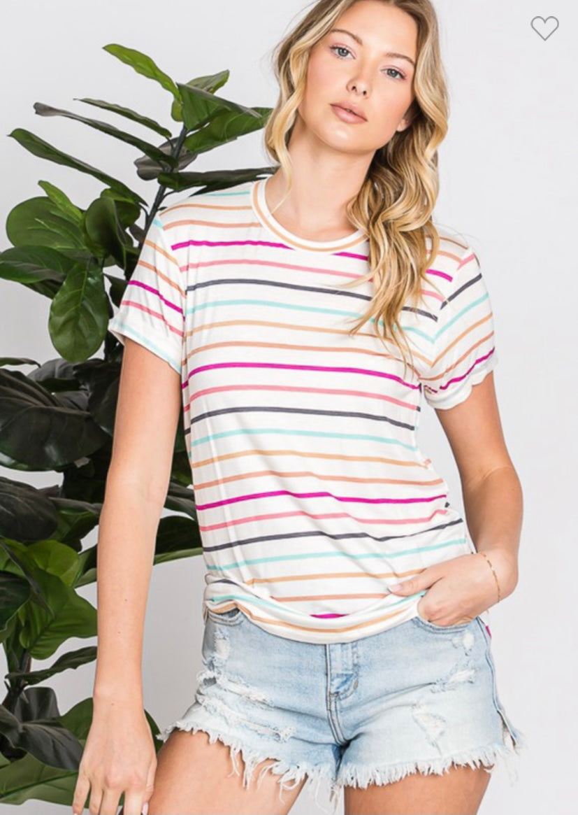 Short sleeve striped top