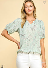 Load image into Gallery viewer, Sage floral top