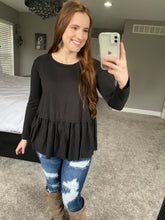 Load image into Gallery viewer, Long Sleeve Babydoll Top in Black