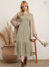Load image into Gallery viewer, Olive flutter sleeve dress