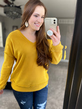 Load image into Gallery viewer, Mustard Waffle Sweater
