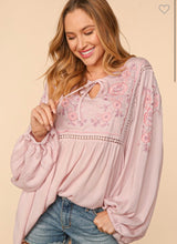 Load image into Gallery viewer, Embroidered blush long sleeve